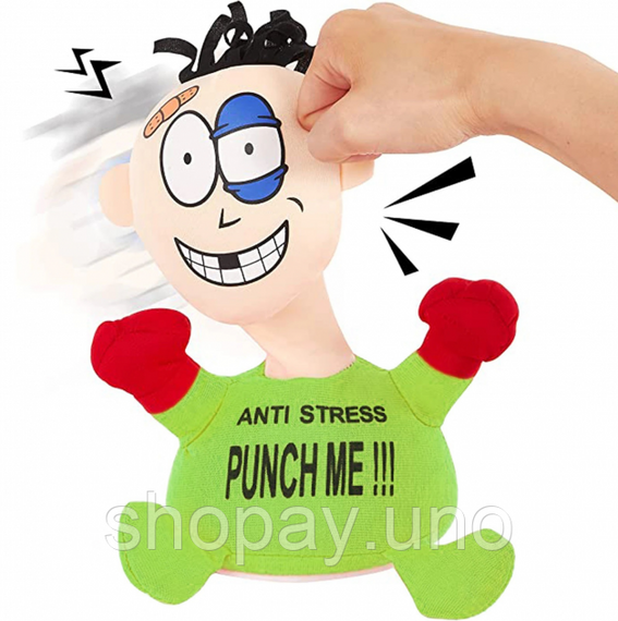 Мягкая интерактивная игрушка - антистресс PUNCH ME «Ударь меня» с звуковым сопровождением на присосках | Зображення 1