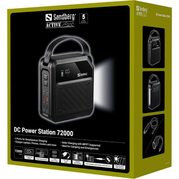 УМБ Sandberg 72000mAh 268W, DC9,6–12,6v, 2xUSB-A, 2xUSB-C 100w In/Out, LMFP, ліхтарик 6Вт | Зображення 3