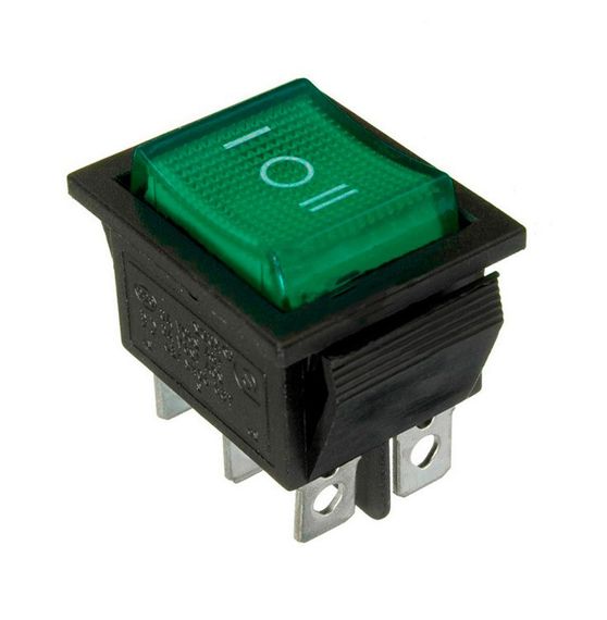 Перемикач KCD2-203N G/B 220V 1 кнопка зелена перекидний з підсвічуванням Ny95500792