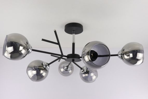 Люстра стельова на 6 лампочок 25021 Чорний 34х70х70 см. | Зображення 1