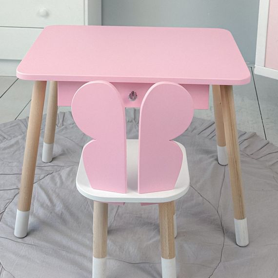 Дитячий столик і стільчик рожевий. Столик із шухлядою для олівців і розмальовок | Зображення 2