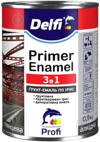 Ґрунт-емаль по іржі 3 в 1 зелена 0,9кг Delfi