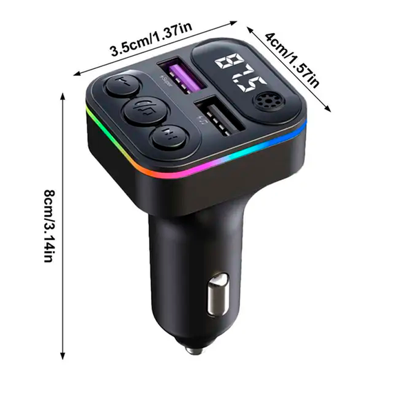 Автомобільний FM ФМ-модулятор Terra C38, Bluetooth 5.0, трансмітер, вольтметр, швидке заряджання QC3.0 | Зображення 1
