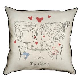 Подушка з мішковини It`s love 45x45 см (45PHB_18L025_WH)