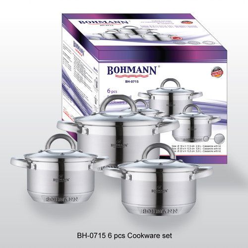 Универсальный набор кастрюль с крышками Bohmann BH-0715 из нержавеющей стали с антипригарным покрытием | Зображення 2