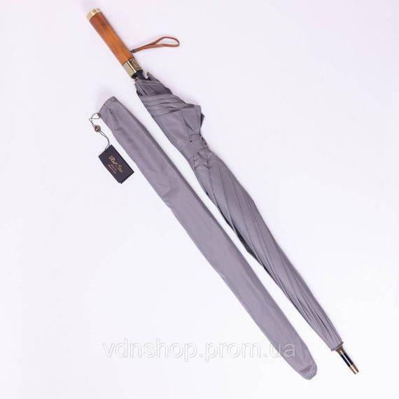 Классический зонт-трость полуавтомат из полиэстера 8 спиц диаметр 124 см Серый HP-23-6G | Зображення 4