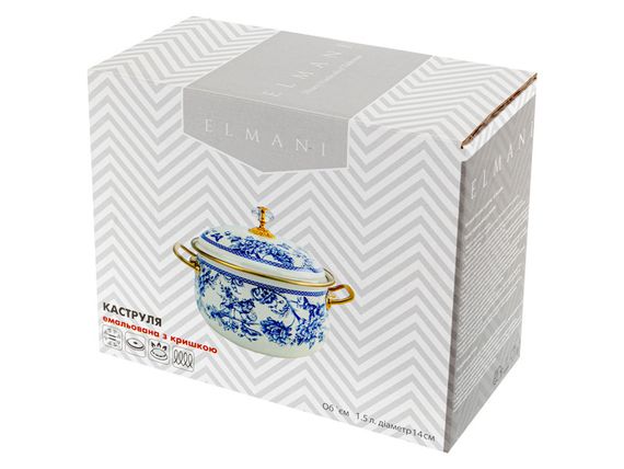 Кастрюля Peonies are blue объем 1.5л диаметр 14см с крышкой | Зображення 1