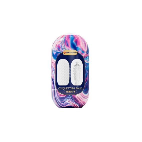 Мастурбатор хай-тек Venus-X Egg VIOLET двусторонний рельеф, белый, фиолетовый, 13.1 х 6.5. см Sex Aura