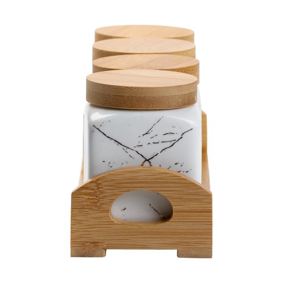 Набір для сипучих продуктів 4 штуки по 300 мл на бамбуковій підставці HP1210 | Зображення 4