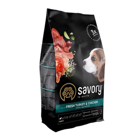 Сухий корм Savory для цуценят усіх порід, індичка та курка 3кг