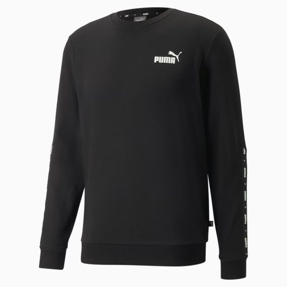Толстовка мужская Puma Ess+ Tape Crew Sweatshirt​​​​​​ 847384 01 (черный, хлопок, спортивная, бренд пума)