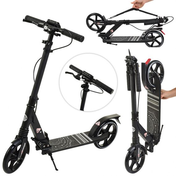 Самокат двоколісний SR 2-058 з підніжкою і ручним гальмом  Чорний