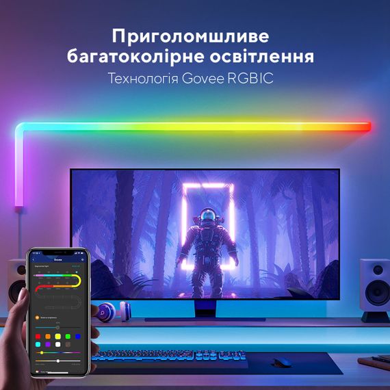 Набір настінних світильників Govee  H6062 Glide RGBIC Wall Light (6+1) RGB (B6062301) | Зображення 7