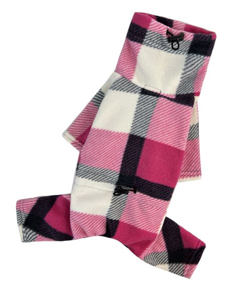 Костюм флiс картатий малина D-204