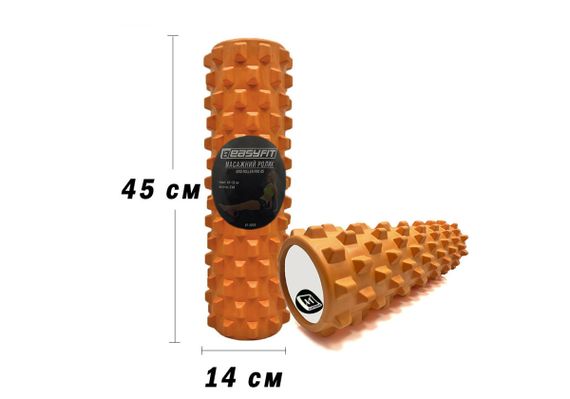 Масажний ролик EasyFit Grid Roller PRO 45 см помаранчевий (EF-2029-OR) | Зображення 1