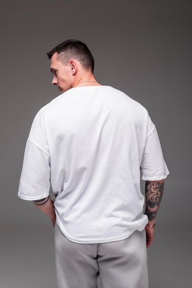 Мужская классическая футболка хлопковая больших размеров RA2242 размер XXL, цвет белый | Зображення 8