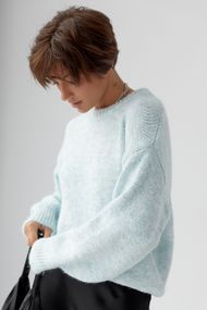 В'язаний светр вільного крою - блакитний цвет, ONE SIZE (є розміри)