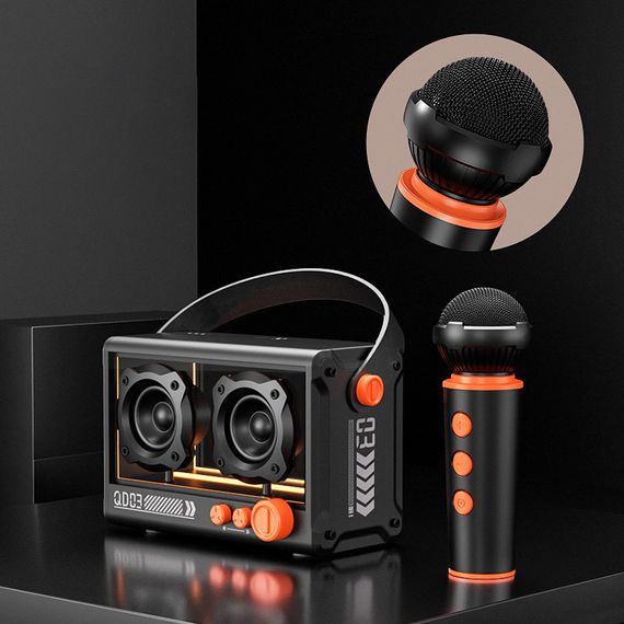 Bluetooth колонка QD03 Transparent з мікрофоном Black | Зображення 4