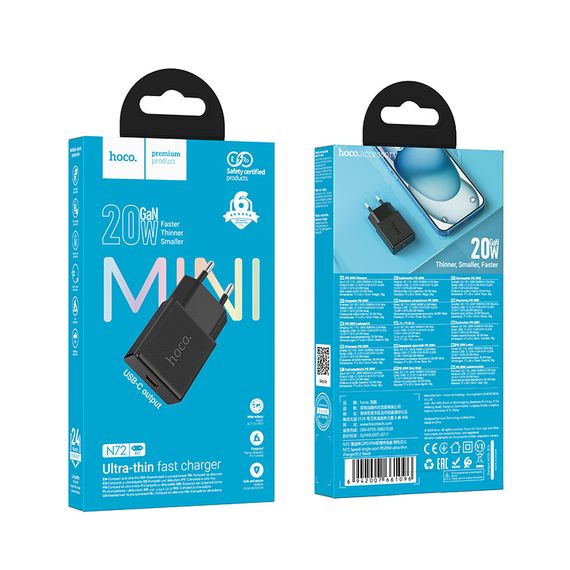 СЗУ HOCO N72, 1xUSB-C, PD30W, Black | Зображення 1