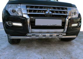 Передній захист ST015 (нерж.) для Mitsubishi Pajero Wagon IV
