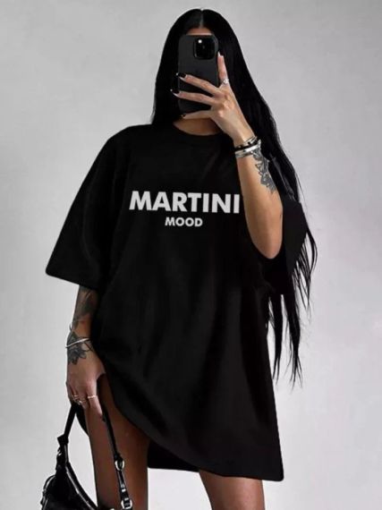 Футболка женская с принтом повседневная S Черная