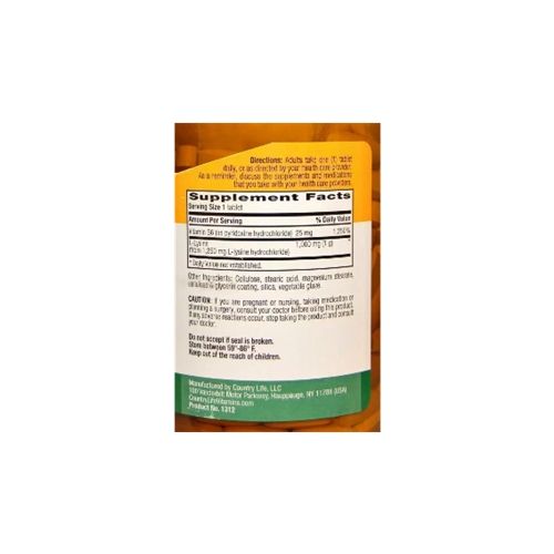 Амінокислота Лізін Country Life L-Lysine 1000 mg 100 Tabs | Зображення 1