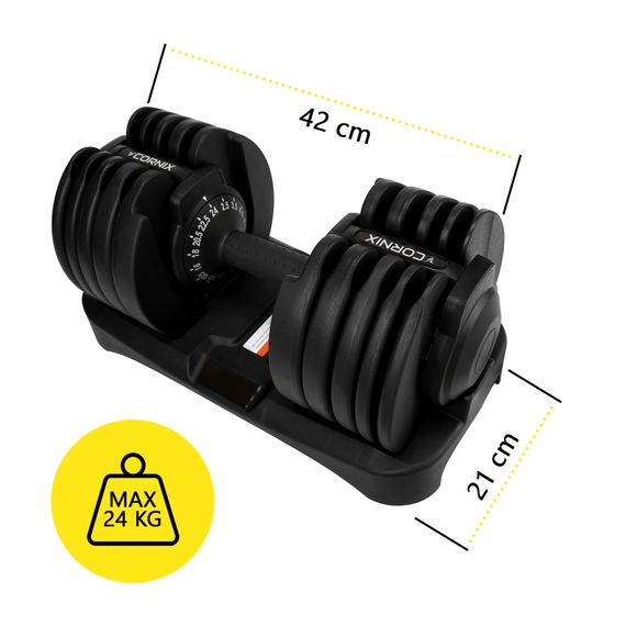 Гантеля з регульованою вагою Cornix 2.5-24 кг XR-0405 Black | Зображення 7