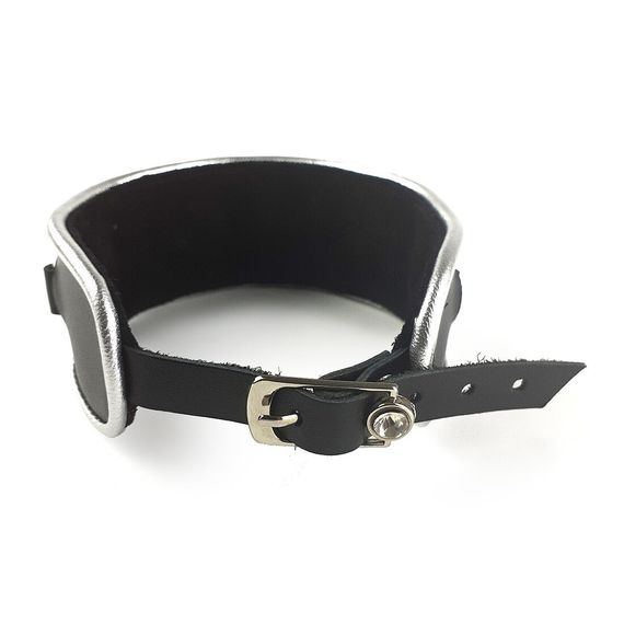 Ошейник из натуральной кожи со стразами и кольцом Art of Sex - Collar Ring | Зображення 3