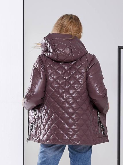 Жіноча стьобана куртка з блиском, арт.504, шоколад | Зображення 2