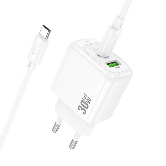 МЗП Hoco CS55A Surplus PD30W+QC3.0 (1USB-A/1C) + кабель Type-C to Type-C White | Зображення 4