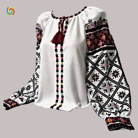 Рубашка Украинская вышиванка  32867 цвет белый размер S/M