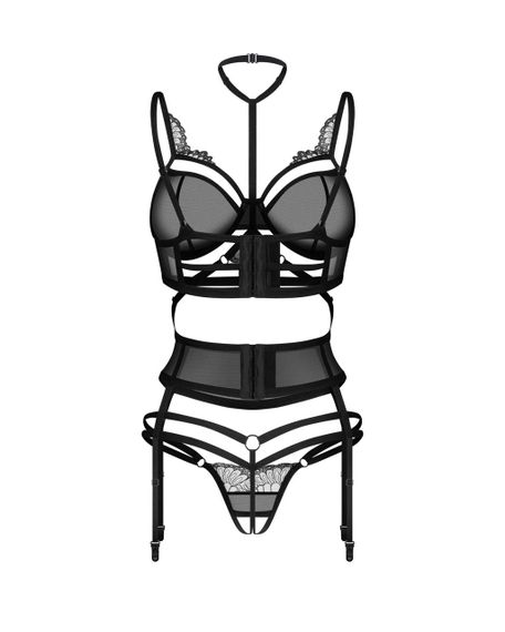 Комплект Obsessive Premisis Black 3-pcs crotchless set 2XL/3X Sex Aura | Зображення 2