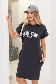 Женское летнее платье-футболка спортивное New York GF7455 цвет серый, размер 46/48