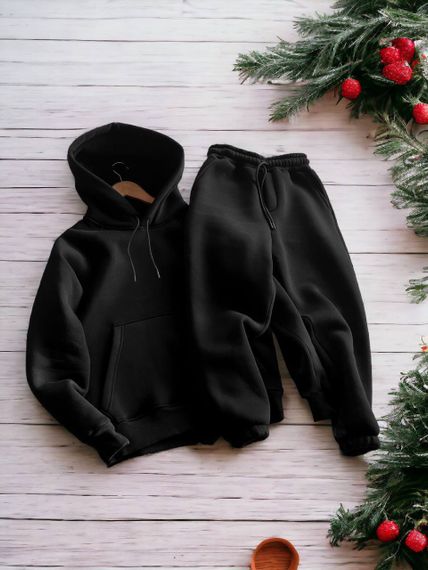 Женский теплый спортивный костюм на флисе DA2455 размер M цвет черный