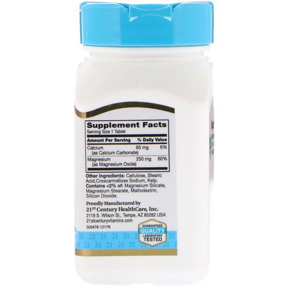 Микроэлемент Магний 21st Century Magnesium 250 mg 110 Tabs | Зображення 1