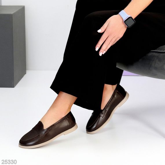 Класичні шкіряні лофери колір гіркий Шоколад виробництво Україна | Зображення 5