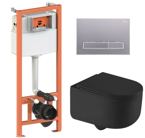 Набір Qtap Nest 4 в 1 підвісний унітаз Taurus Ultra Quiet 490x360x380 + комплект інсталяції QT2433084EUQMB46179