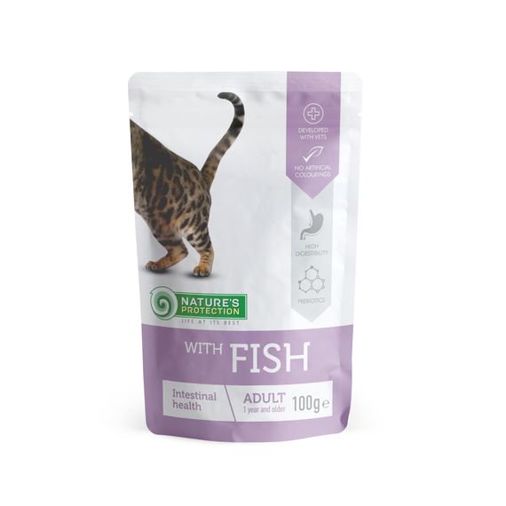 Вологий корм для дорослих котів з чутливим травленням з рибою Nature's Protection Intestinal health with Fish 100 г