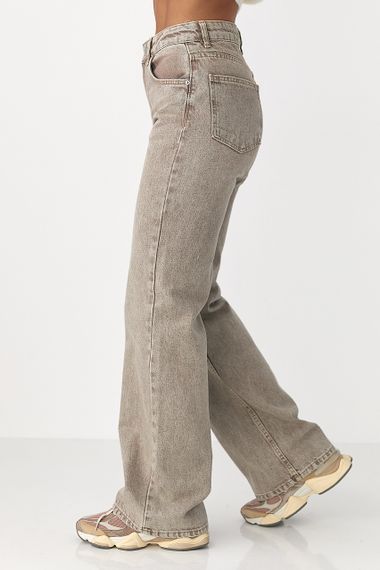 Широкі прямі джинси з високою посадкою - кавовий цвет, 36р (є розміри) | Зображення 4