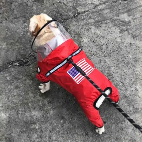 Дощовик для собак з капюшоном dog face червоний M розмір