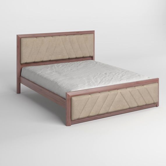 Двоспальне дерев'яне ліжко Mebigrand Барселона Б2 Горіх лісний/Аляска 23 (Бежевий) 160х190 см (MBG-12416) | Зображення 1