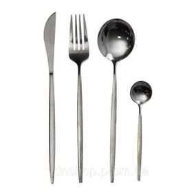 Набір столових приборів 24 предмети набір ложок виделок і ножів на 6 персон Чорний HP-20-45