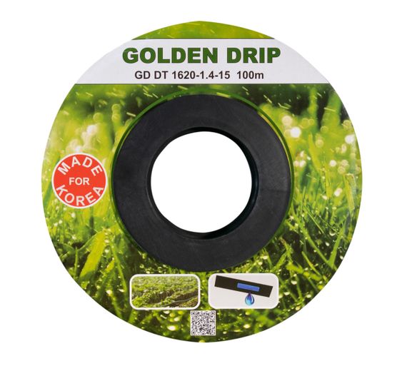 Капельная лента 8 mil шаг 15см бухта 100 метров эмитерная GOLDEN DRIP