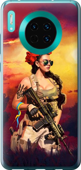 Чехол на Huawei Mate 30 Украинка с оружием "5316u-1773-17620"