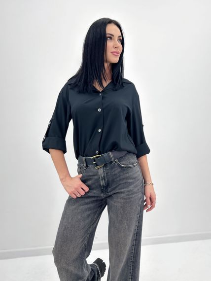Женская легкая блуза с подворачиваевым рукавом GF4213 цвет черный, размер 42/44 | Зображення 3