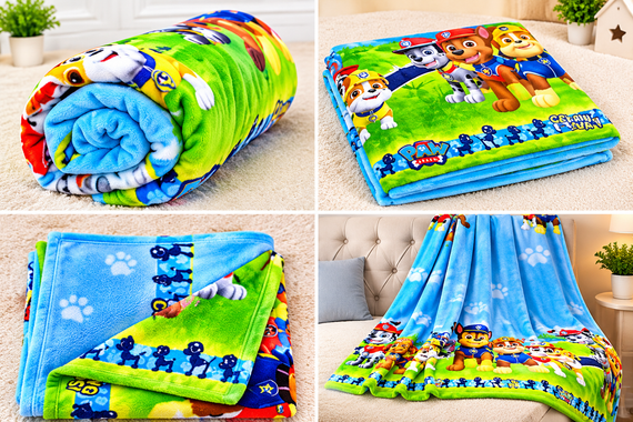 Дитячий плед велсофт Paw Patrol «Щенячий патруль» 150×200 см м'який та теплий плед із улюбленими героями мультфільму | Зображення 1