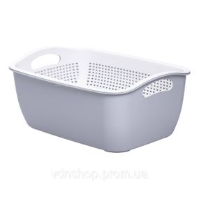 Корзина-друшлак 2 в 1 для мытья овощей, фруктов и зелени 32×23×13 (см) Серый HP-45-5G