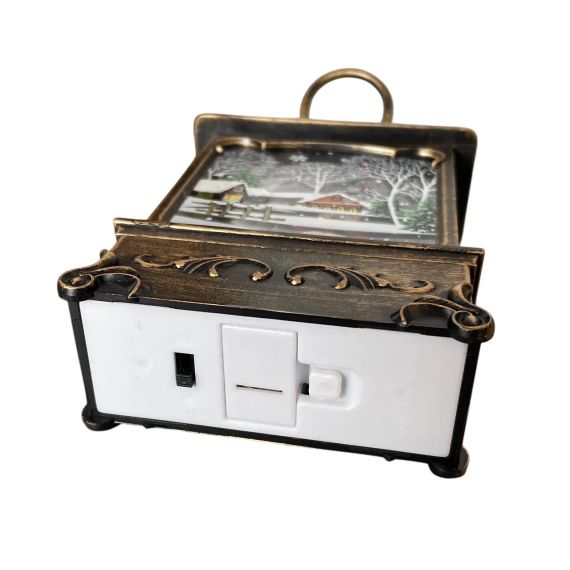 Ліхтар новорічний з підсвічуванням та снігом, Світильник на батарейках різдвяний знижка | Зображення 5