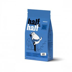 Корм сухий HalfHalf для дорослих собак великих порід із яловичиною 2 кг
