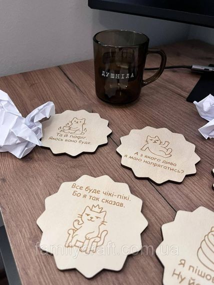 Дерев'яна підставка для чашки набір Костер з фанери | Зображення 4